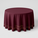 Custom printed round tablecloth on a 36 inch round table, burgundy with gold border and logo