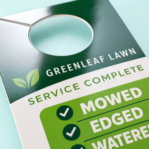 Close-up of the mirror high-gloss UV coating on High-Gloss Door Hangers