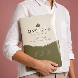 High-Gloss Presentation Folders held in hand showing its 9 x 12 inches closed size