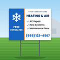HVAC Yard Sign Design 2: 24 x 18 yard sign on a steel H-stake in a front lawn
