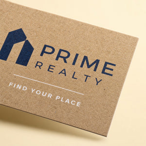 Close-up of the natural uncoated kraft stock on Kraft Business Cards
