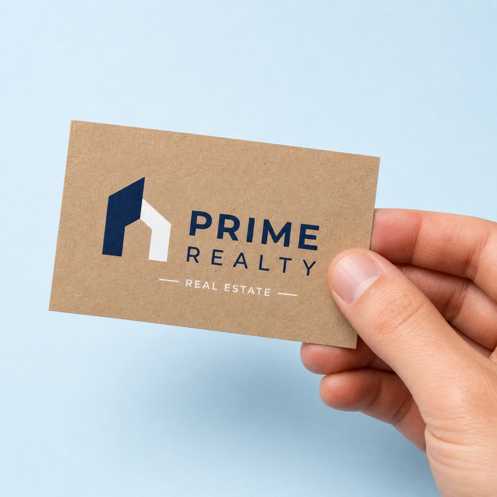 Kraft Business Cards held in hand showing its 3.5 x 2 inches size