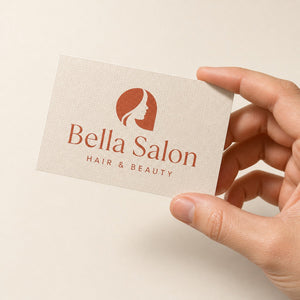 Linen Business Cards held in hand showing its 3.5 x 2 inches size