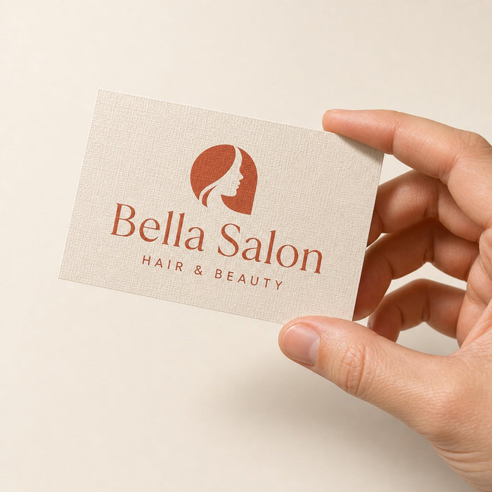 Linen Business Cards held in hand showing its 3.5 x 2 inches size