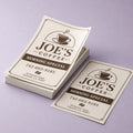 Linen Flyers printed on 100lb gloss text paper, 8.5 x 11 inches, shown at an angle
