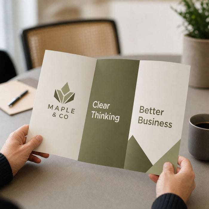 Matte Brochures, heavyweight text, matte finish