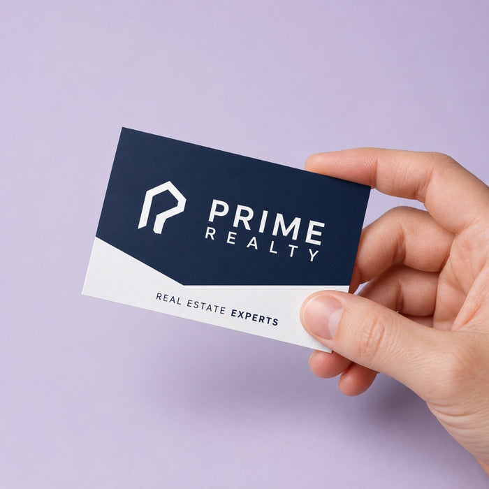 Matte Business Cards held in hand showing its 3.5 x 2 inches size