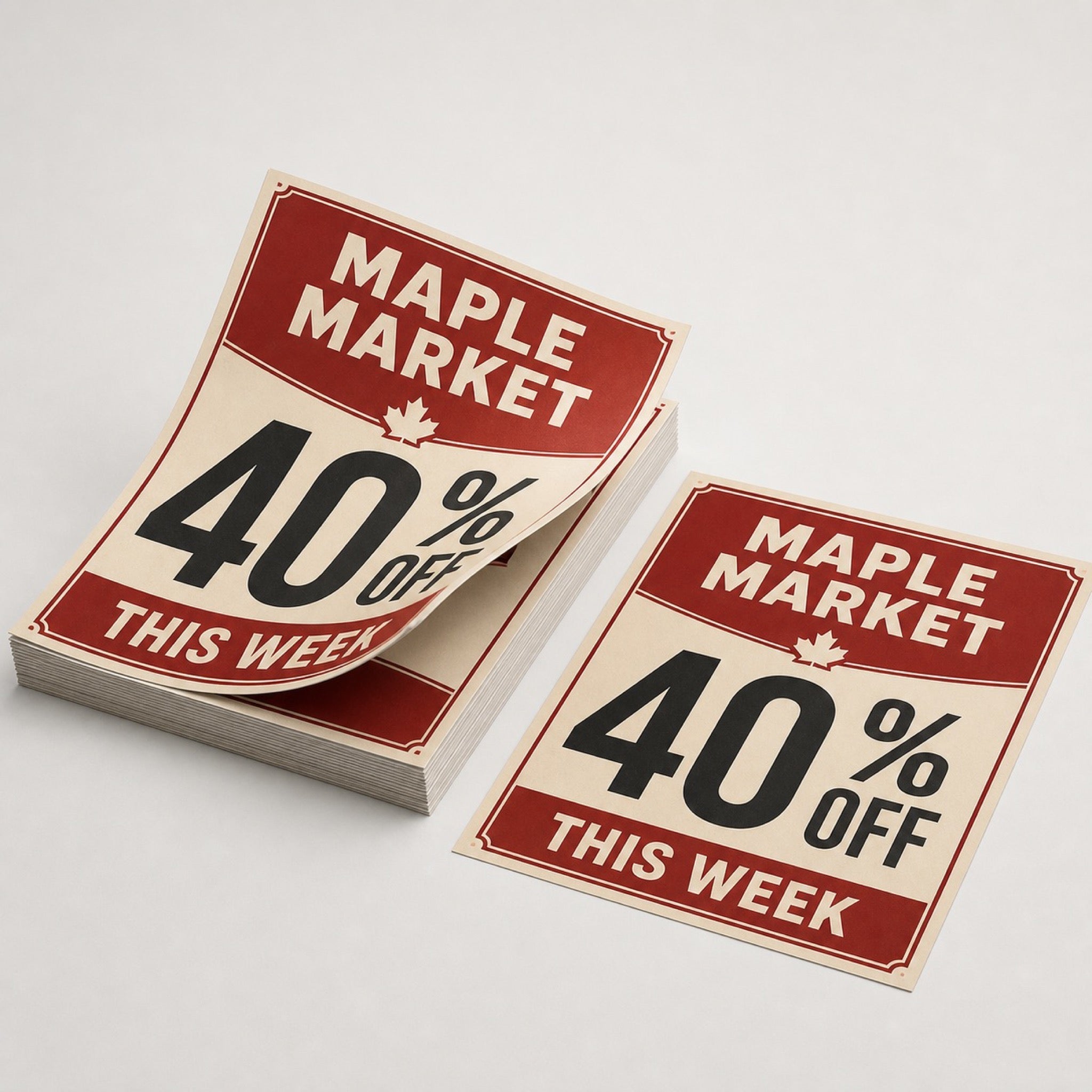 Matte Flyers, heavyweight stock, matte finish, shown in an alternate use