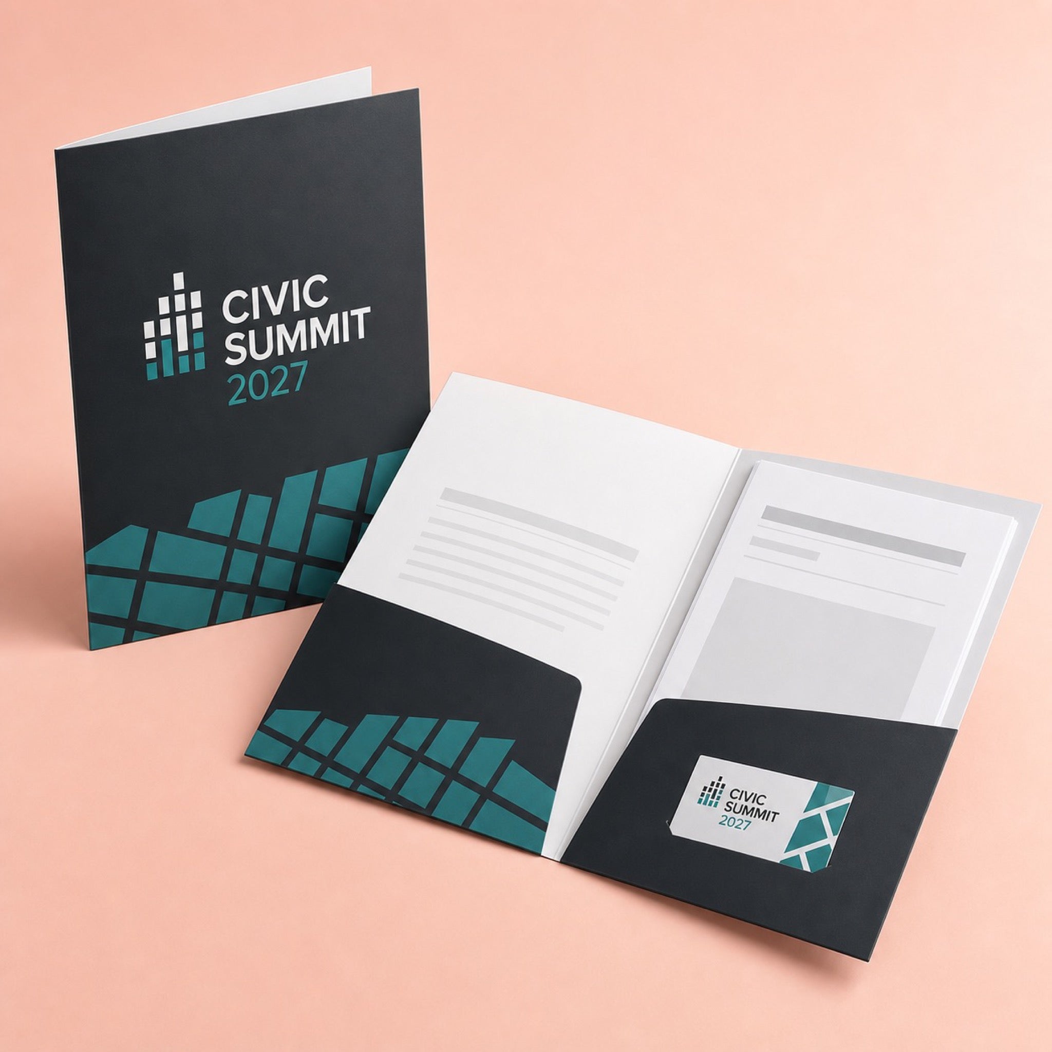 Matte Laminated Presentation Folders, 14pt stock, matte lamination, shown in an alternate use