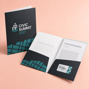 Matte Laminated Presentation Folders, 14pt stock, matte lamination, shown in an alternate use