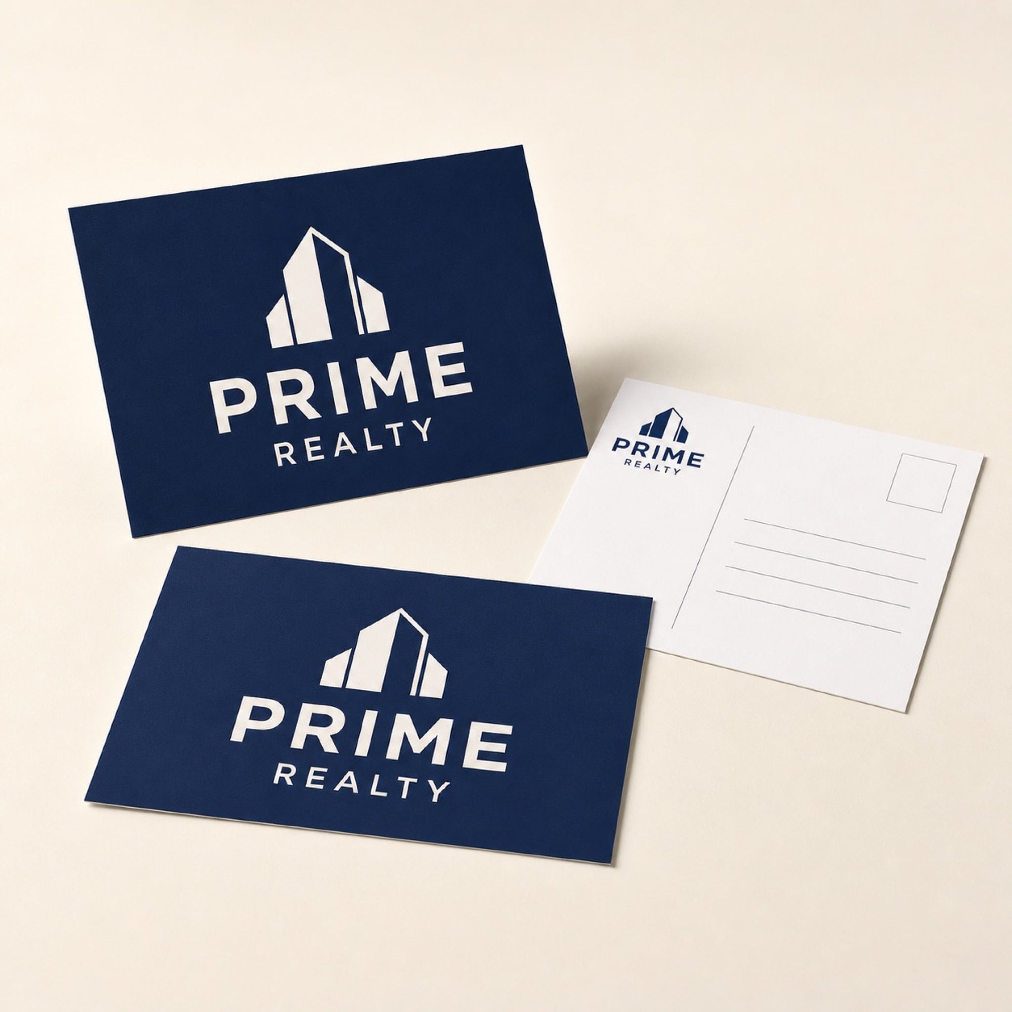Matte Postcards printed on 14PT card stock with matte finish, 4 x 6 inches, shown at an angle