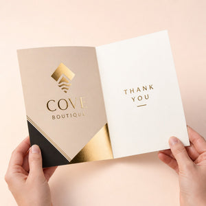 Metallic Foil Greeting Cards, 14pt stock, gold or silver foil