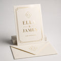 Metallic Foil Invitations, 16pt cardstock, matte laminated, gold or silver foil
