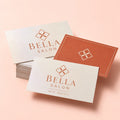 Pearl Business Cards printed on 14PT pearlescent shimmer card stock, 3.5 x 2 inches, shown at an angle