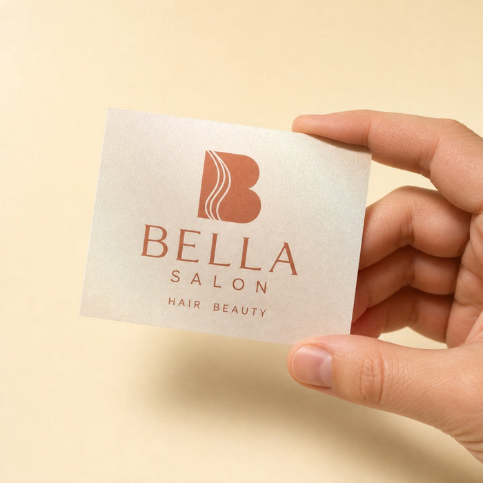 Pearl Business Cards held in hand showing its 3.5 x 2 inches size