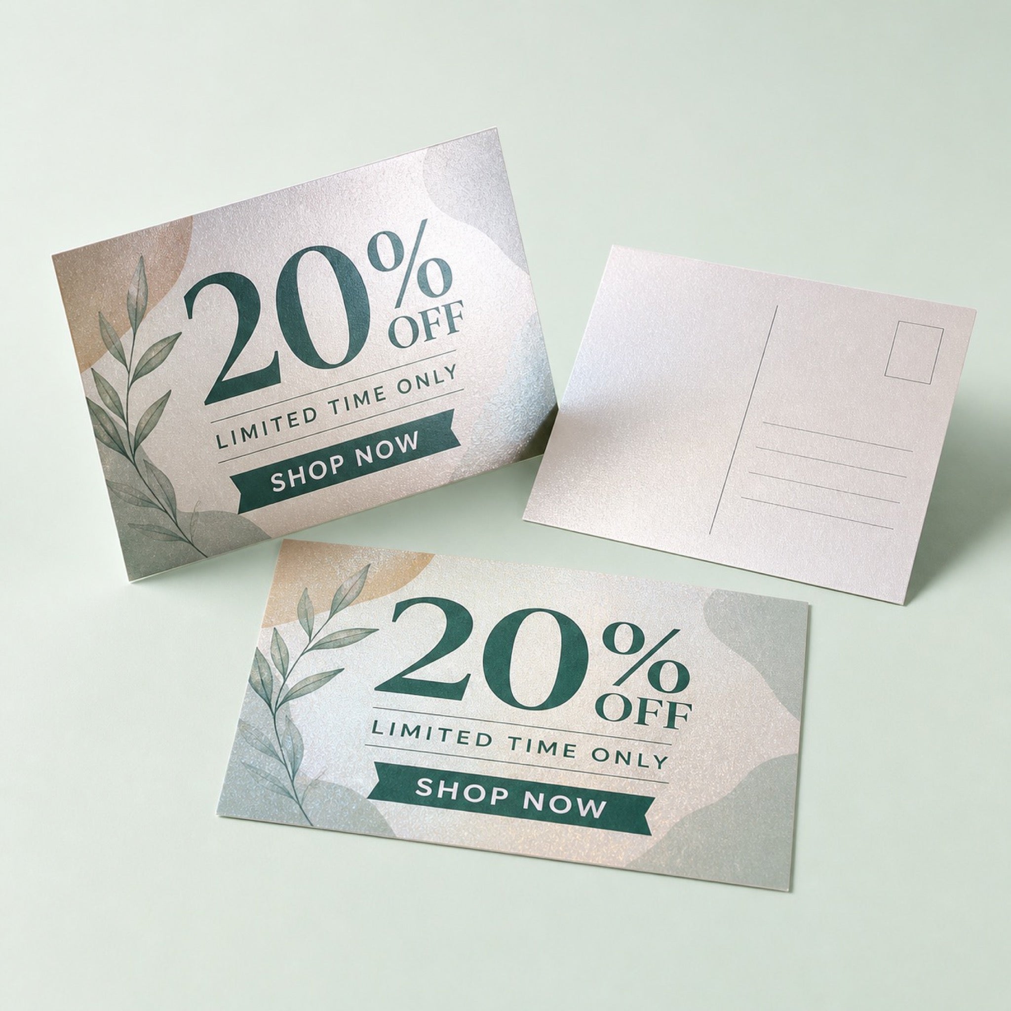 Pearl Paper Postcards, 14pt pearl metallic stock, shown in an alternate use