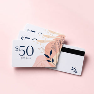 Plastic Business Cards printed as a gift card with a large denomination figure and a small brand mark
