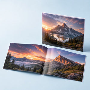 Premium Glossy Booklets 8.5x5.5, 100lb gloss text, shown in an alternate use