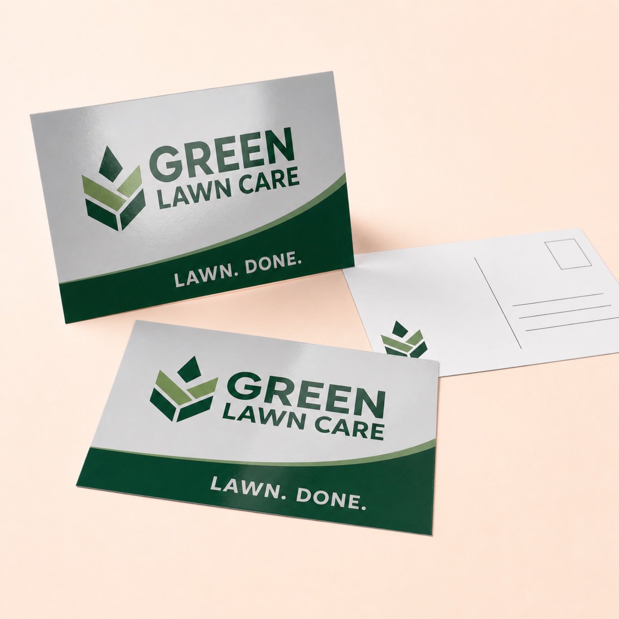 Premium Glossy Postcards printed on 16PT card stock with gloss AQ coating, 4 x 6 inches, shown at an angle