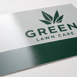 Close-up of the gloss AQ coating on Premium Glossy Postcards