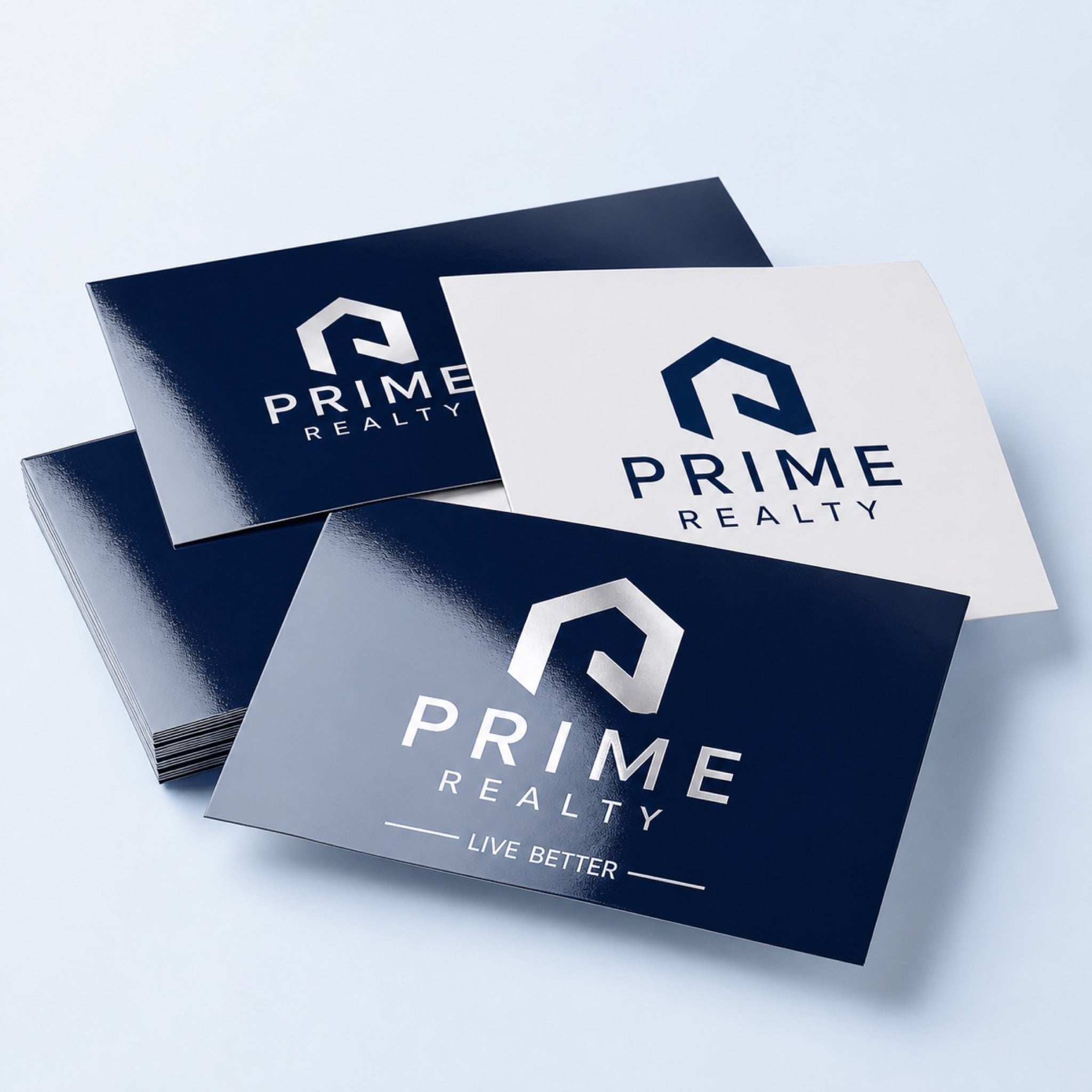 Premium High-Gloss Business Cards, 16pt cardstock, UV coating