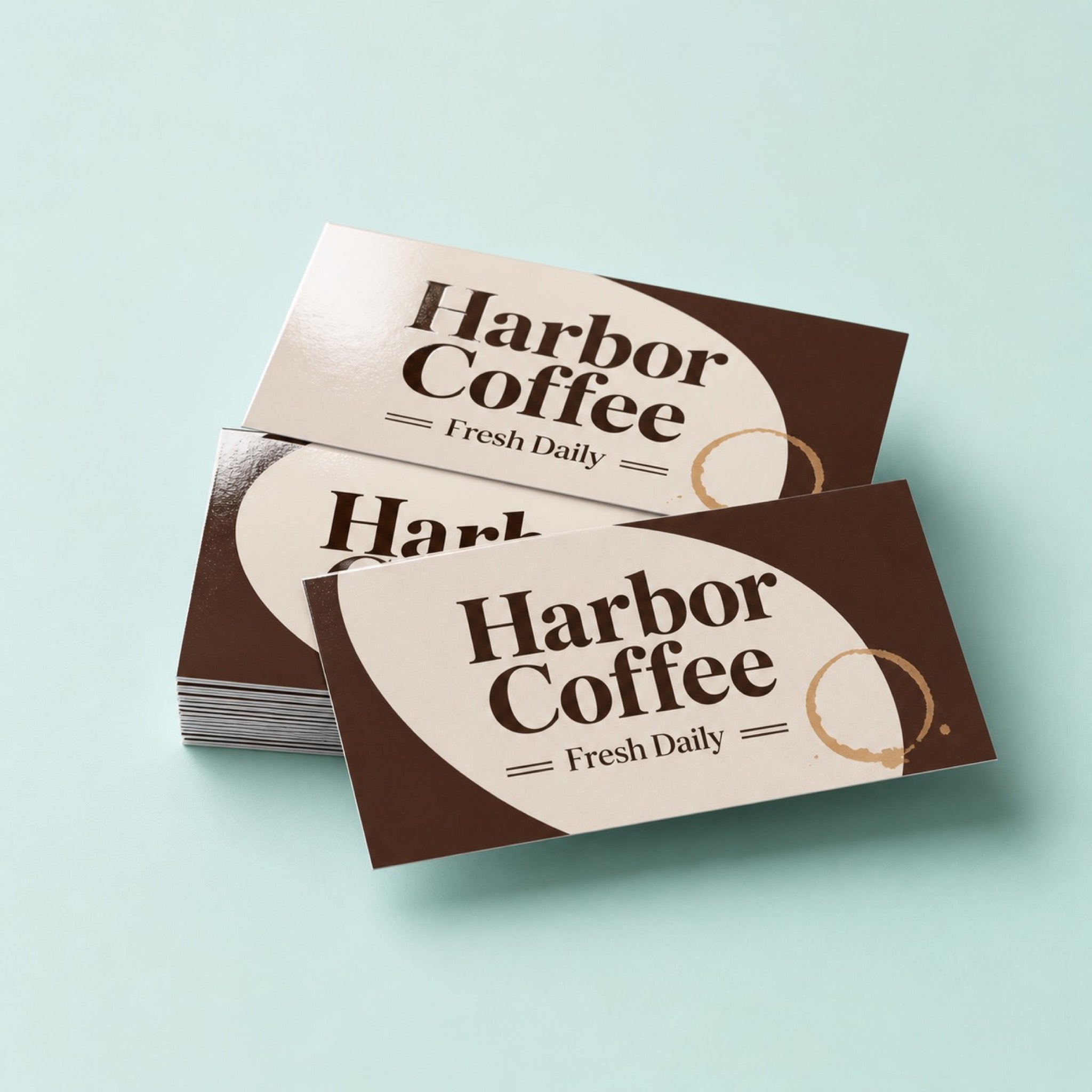 Premium High-Gloss Business Cards, 16pt cardstock, UV coating, shown in an alternate use