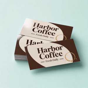 Premium High-Gloss Business Cards, 16pt cardstock, UV coating, shown in an alternate use