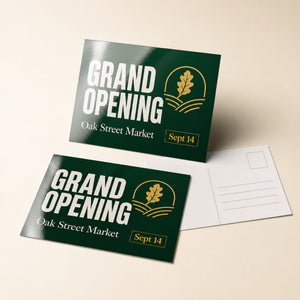 Premium High-Gloss Postcards, 16pt cardstock, UV coating, shown in an alternate use