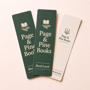 Premium Matte Bookmarks, 16pt cardstock, matte finish, shown in an alternate use
