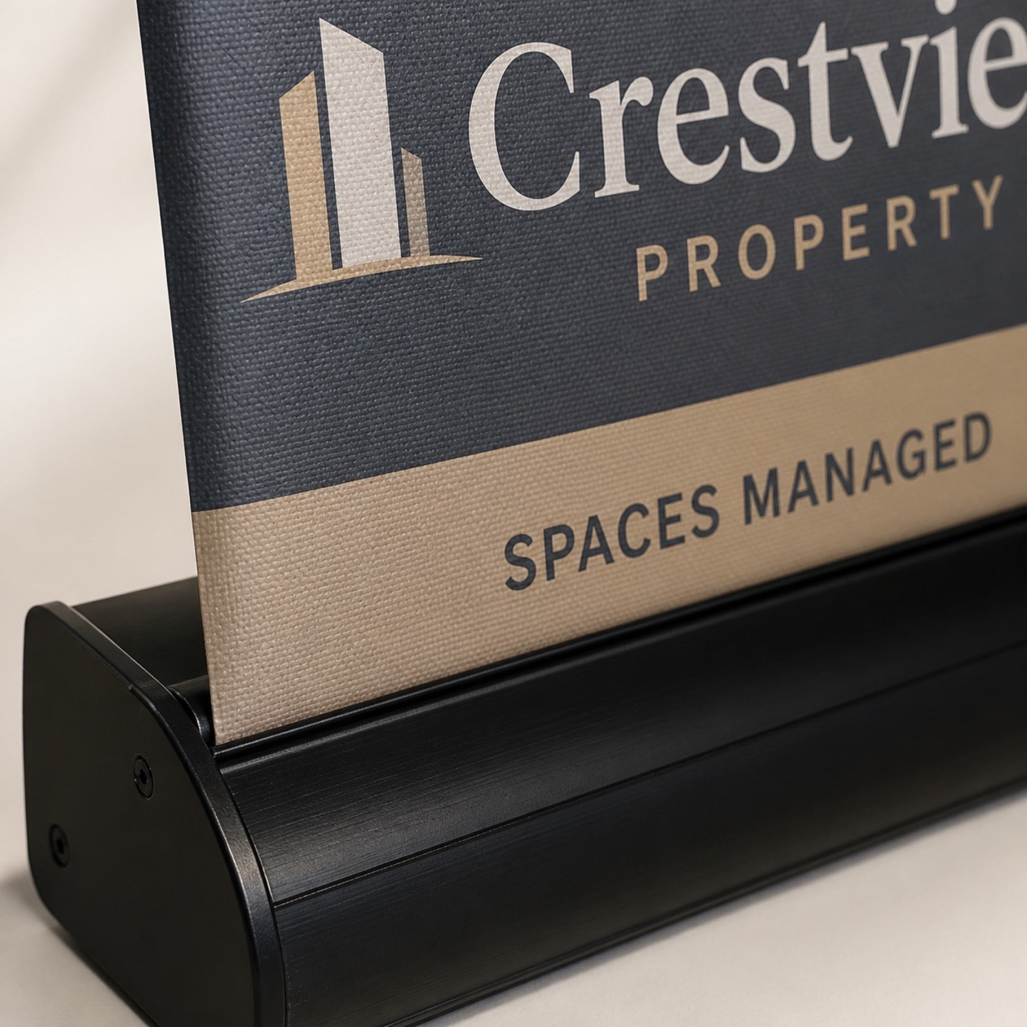 Pull-Up Banner Black Base, 13oz matte vinyl, 33 x 81 inches, black anodized base