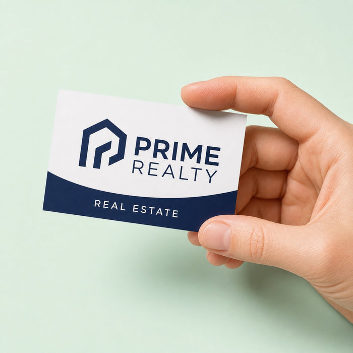 Quick Ship Business Cards held in hand showing its 3.5 x 2 inches size
