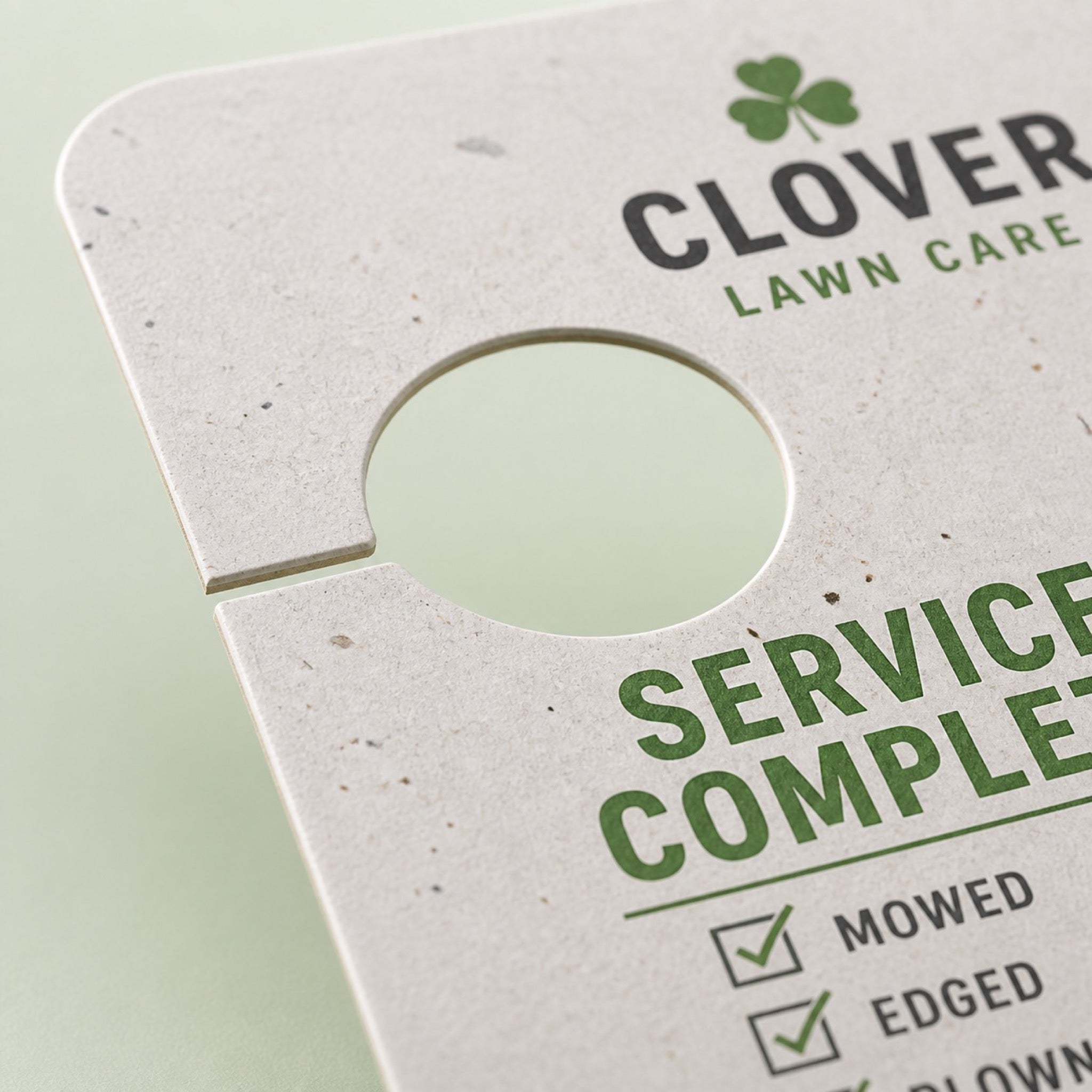 Recycled Door Hangers, 13pt Enviro stock, 100% recycled, uncoated