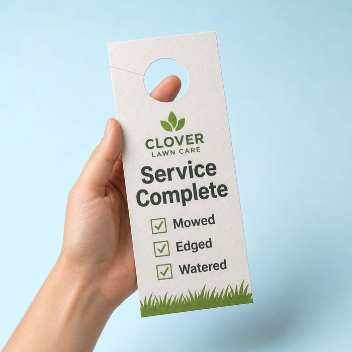 Recycled Door Hangers, 13pt Enviro stock, 100% recycled, uncoated