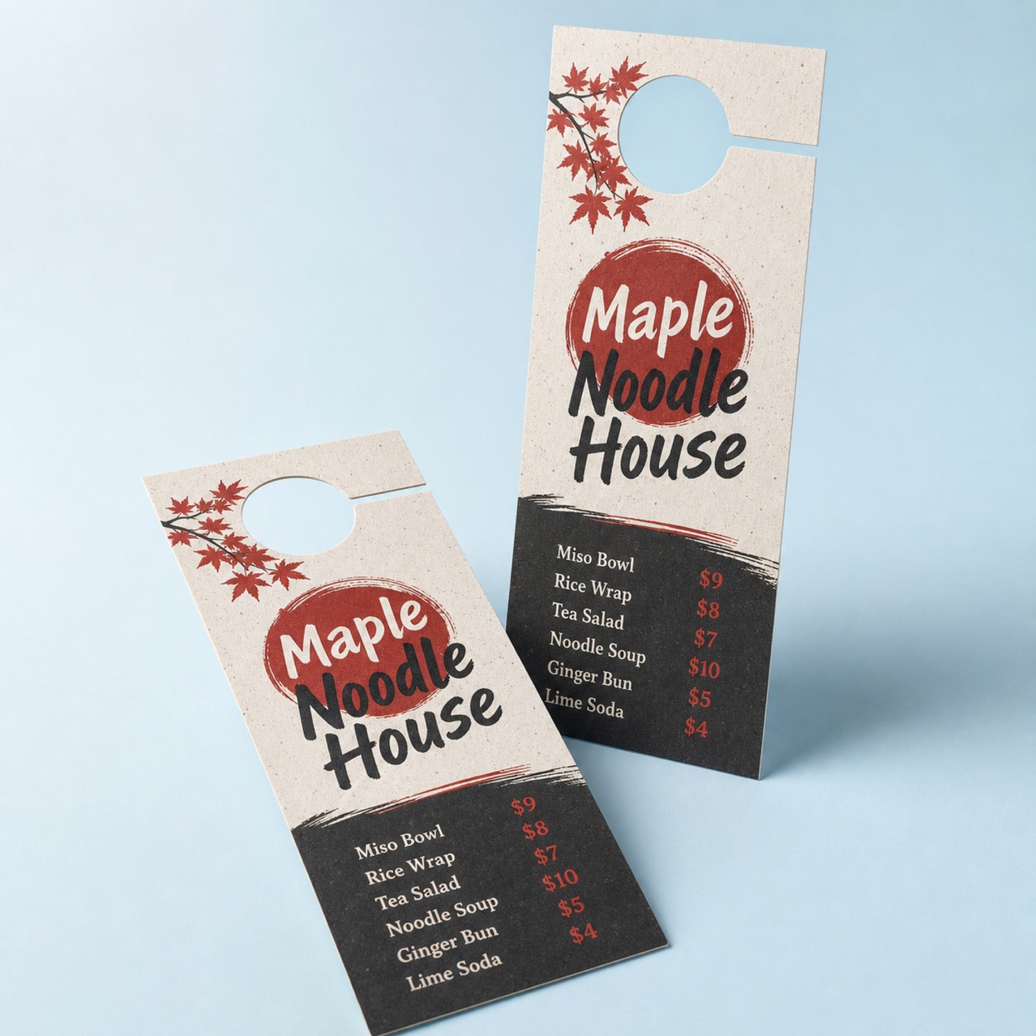 Recycled Door Hangers, 13pt Enviro stock, 100% recycled, uncoated, shown in an alternate use