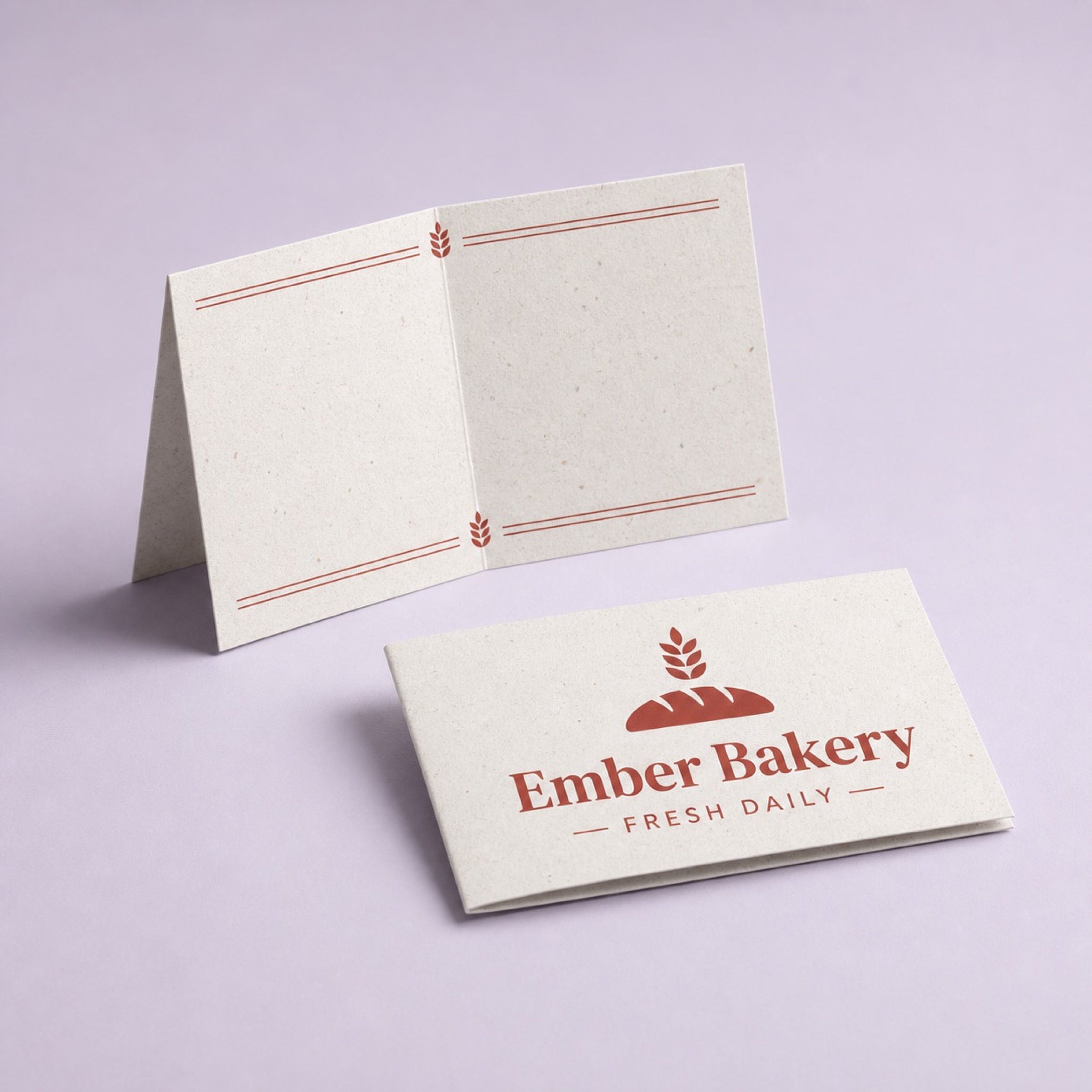 Recycled Folded Business Cards, 13pt Enviro stock, 100% recycled, folds to 3.5 x 2 inches