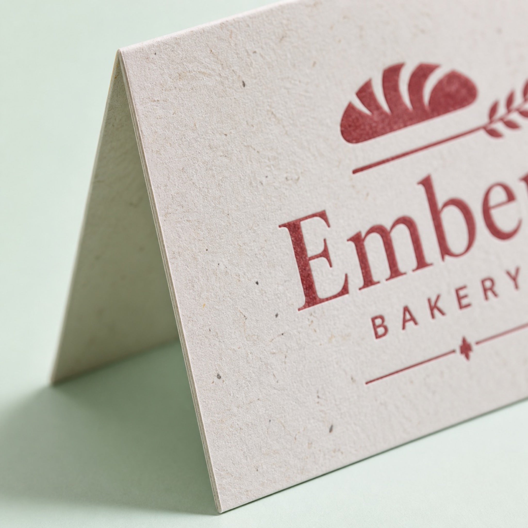 Recycled Folded Business Cards, 13pt Enviro stock, 100% recycled, folds to 3.5 x 2 inches