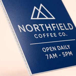 Close-up of the direct-print rigid substrate on Sintra Board Signs