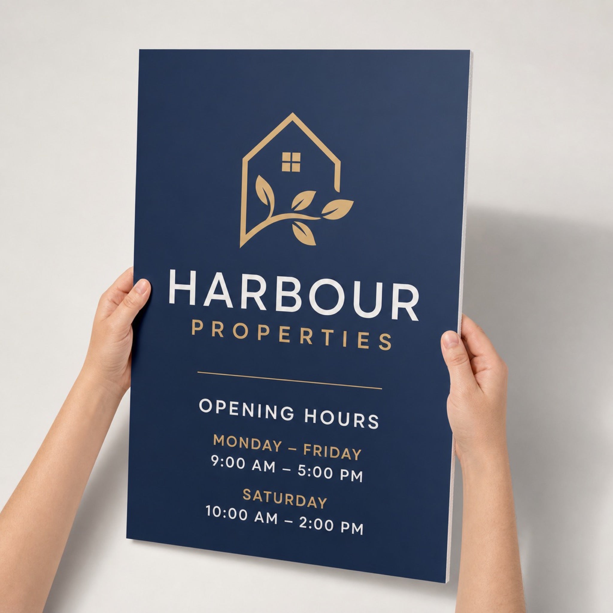 Sintra Board Signs held in hand showing its 24 x 36 inches size
