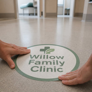 Social Distancing Floor Stickers, custom vinyl floor decal