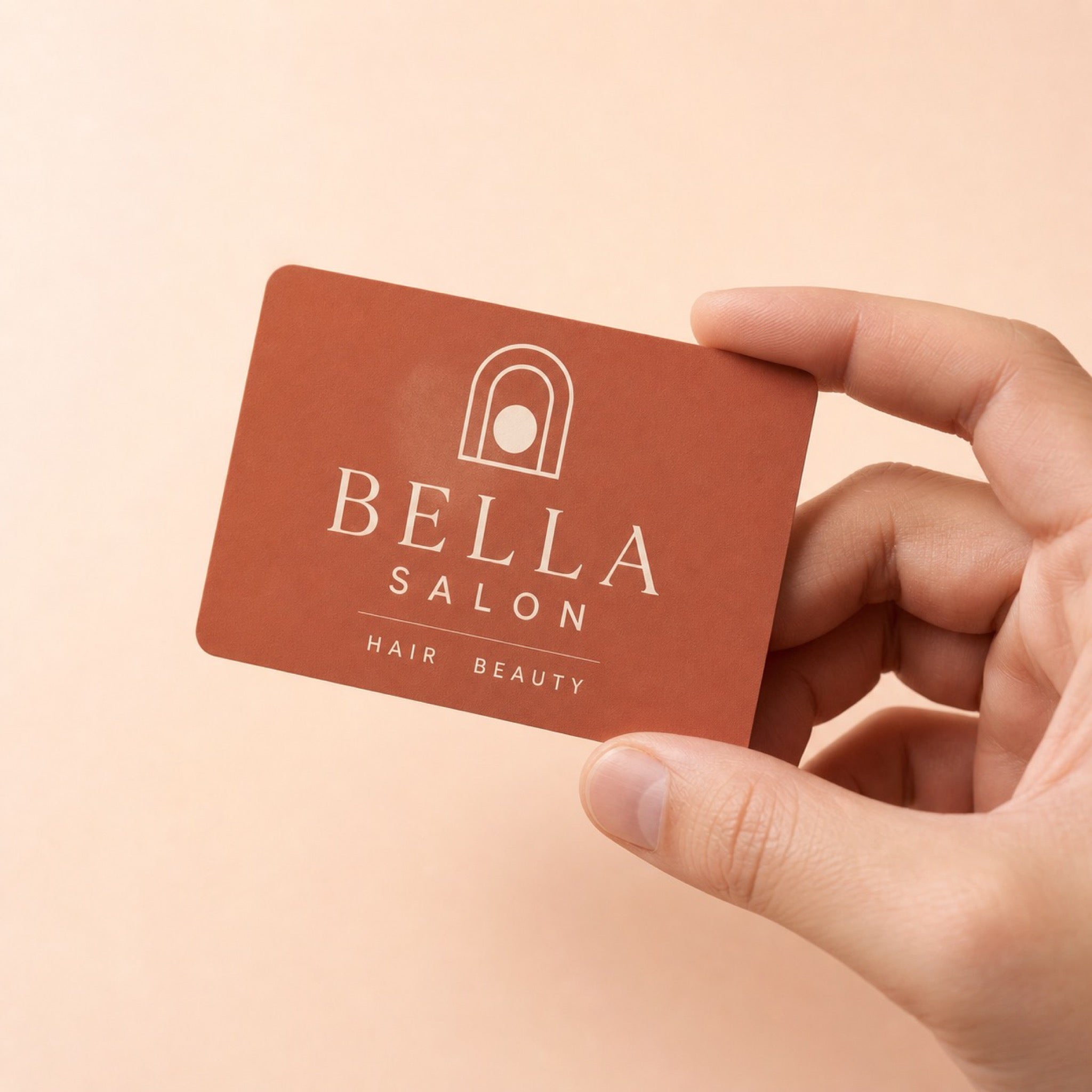 Soft Touch Business Cards held in hand showing its 3.5 x 2 inches size