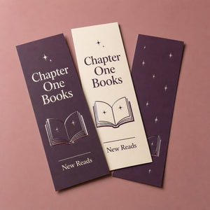 Spot UV Bookmarks, 16pt laminated stock, matte lamination with spot UV, shown in an alternate use