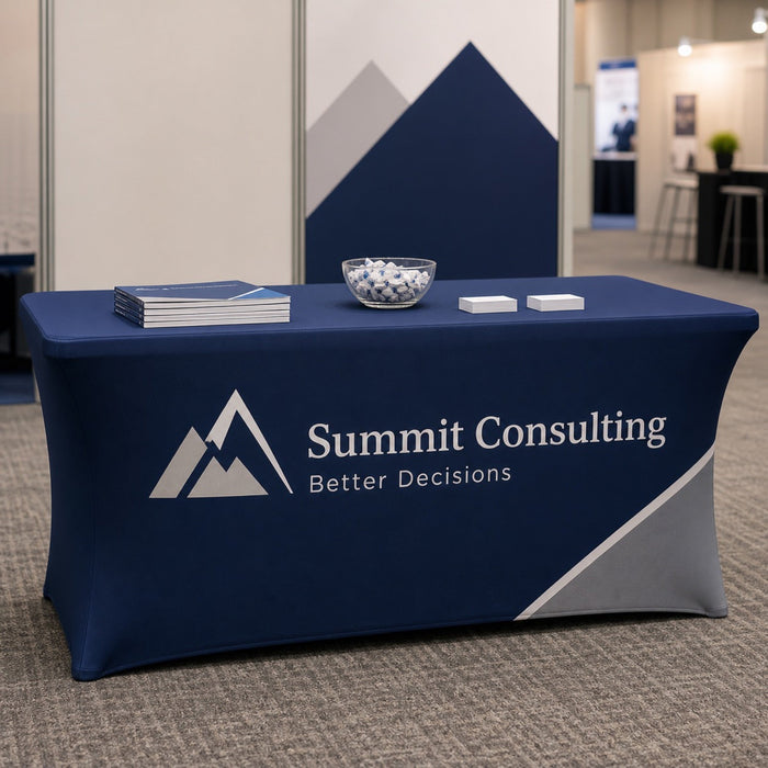 Table Covers 6 ft, printed polyester, fits a standard 6 ft folding table