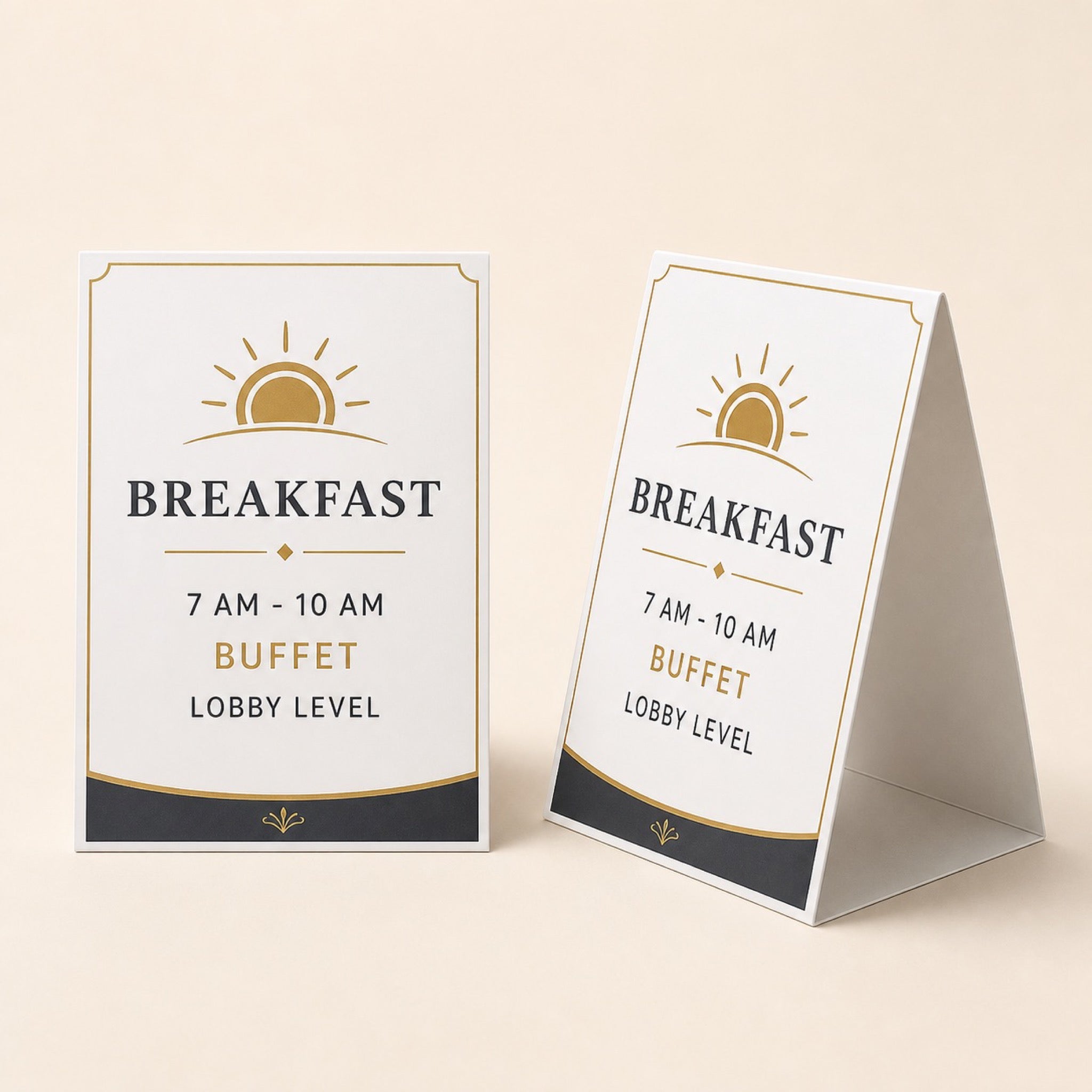 Table Tent Cards, 14PT card, matte finish, 4x6.25 and 5x5.5, shown in an alternate use