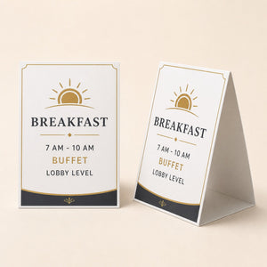 Table Tent Cards, 14PT card, matte finish, 4x6.25 and 5x5.5, shown in an alternate use