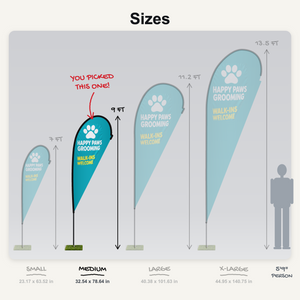 Teardrop flag medium size chart