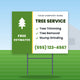 Tree Service Yard Sign Design 2: 24 x 18 yard sign on a steel H-stake in a front lawn