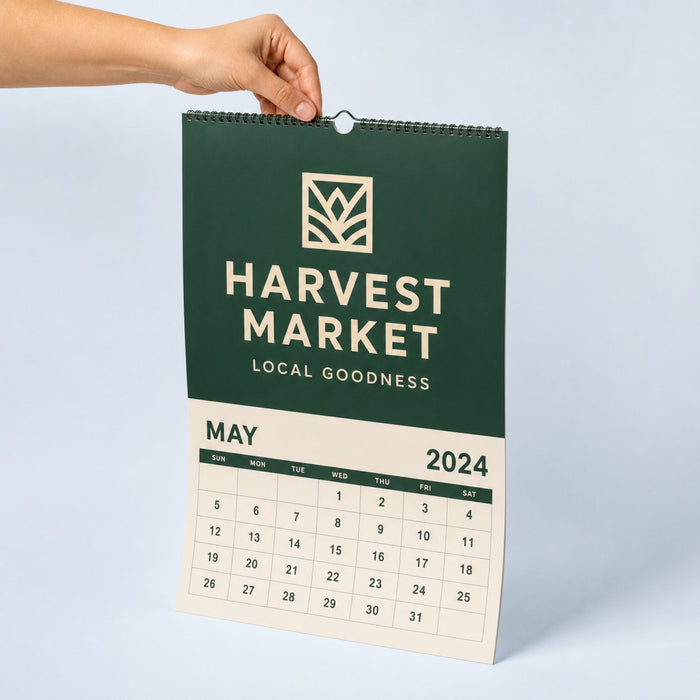 Wall Calendars held in hand showing its 8.5 x 22 inches open size