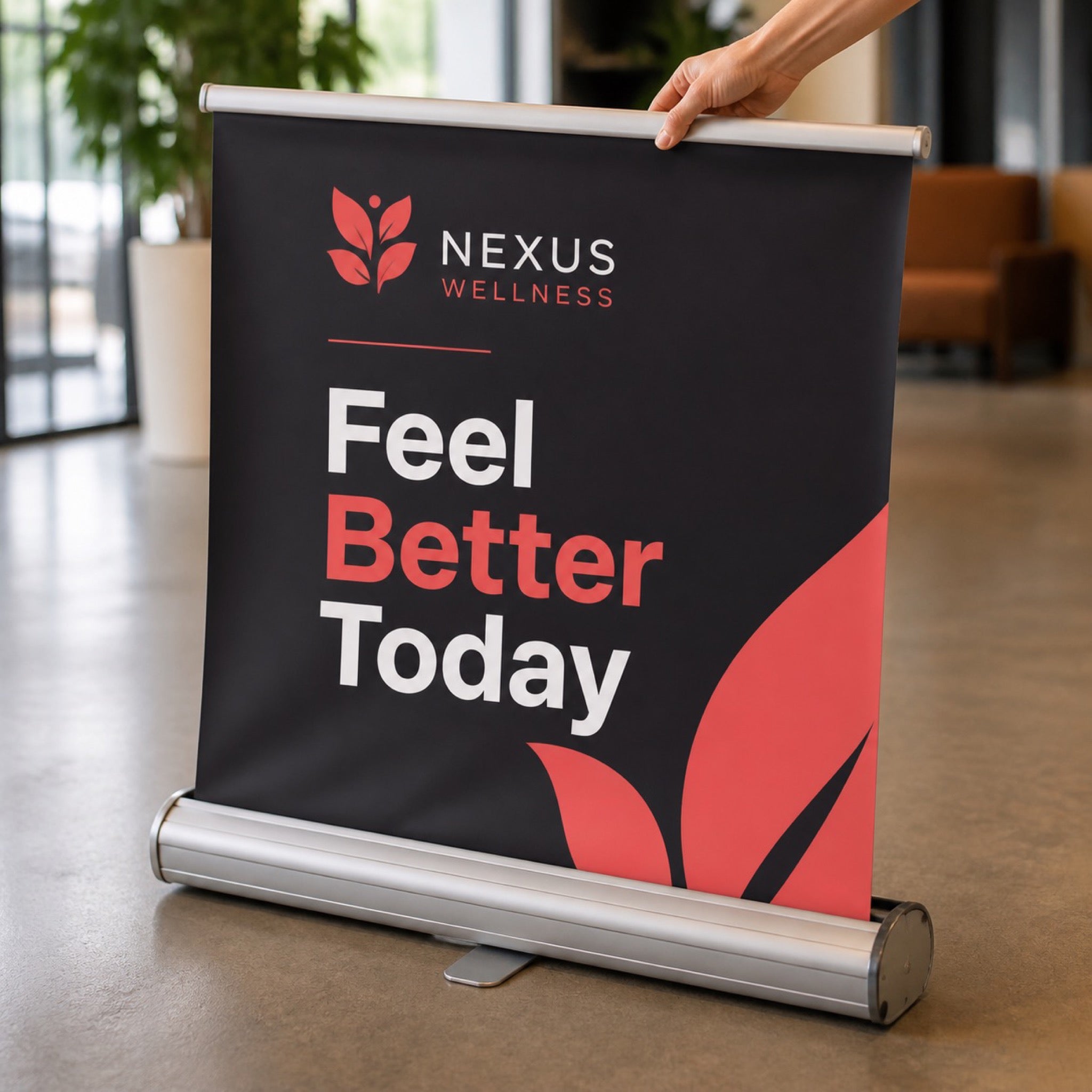 Wide Pull-Up Banner, 13oz matte vinyl, 48 x 80.5 inches