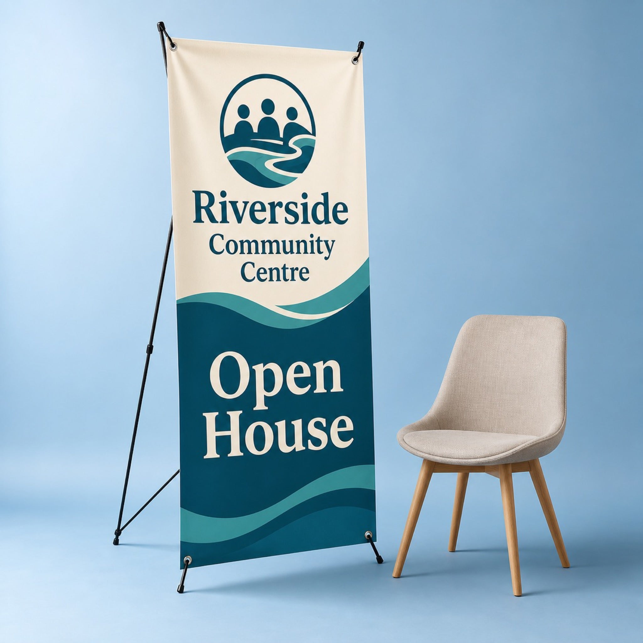 X-Frame Banners, 13oz matte vinyl, 23.6 x 63 inches